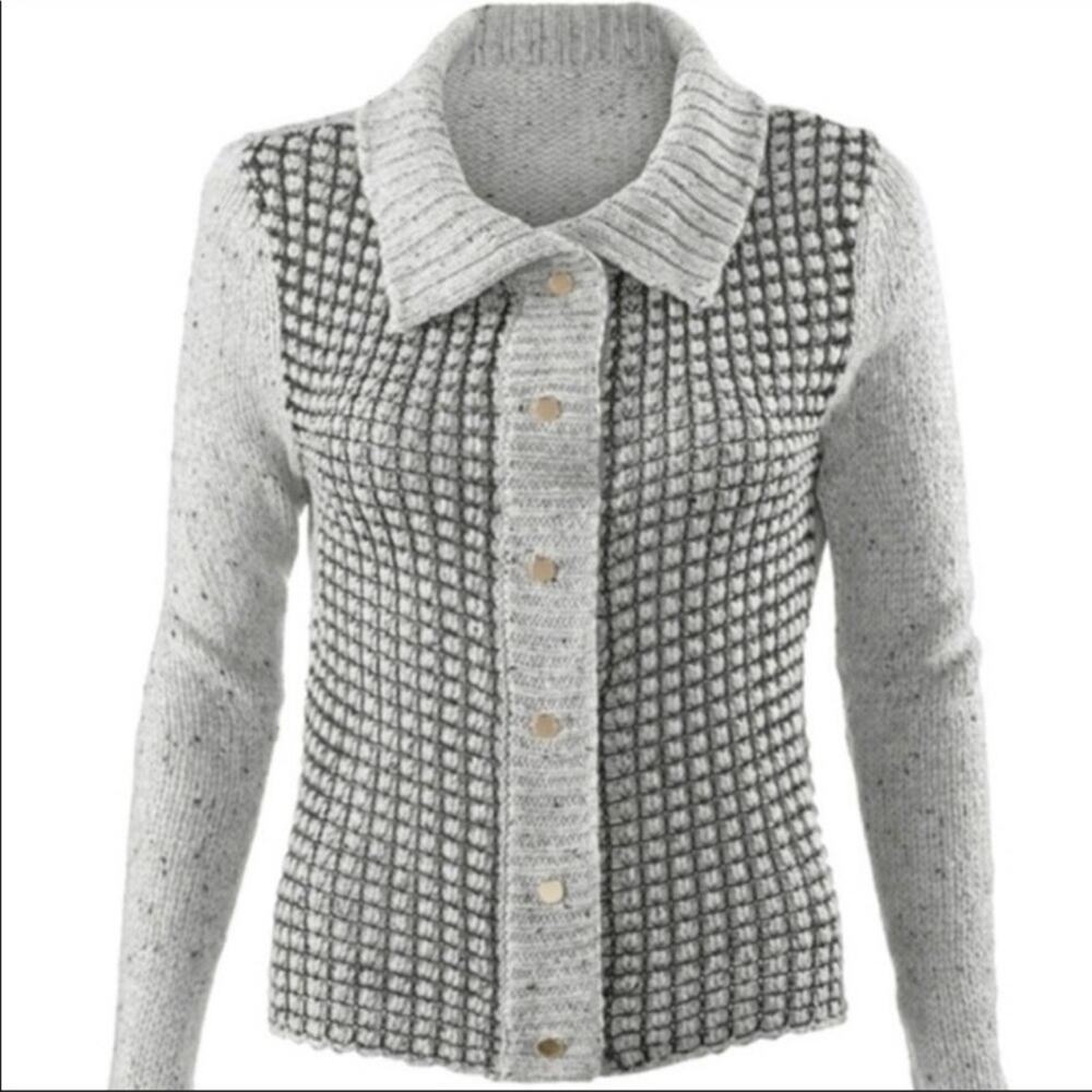 CAbi Square Stitch Snap Button Cardigan Sweater Size Small